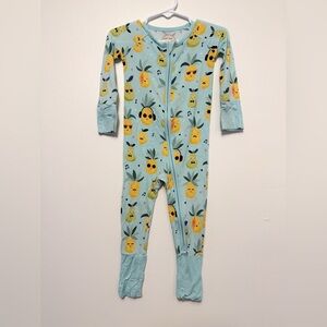 Pineapple Jams Print Kids One Piece Zip Pajamas